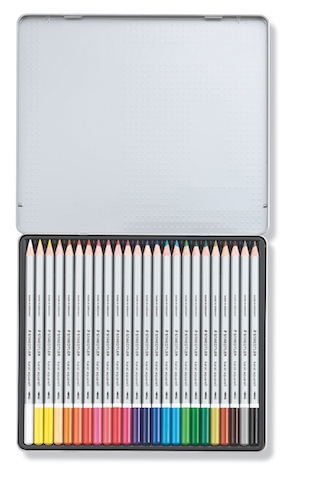 ESTUCHE DE METAL DE 24 LÁPICES DE COLORES STAEDTLER KARAT AQUARELL