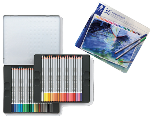 ESTUCHE DE METAL DE 36 LÁPICES DE COLORES STAEDTLER KARAT AQUARELL