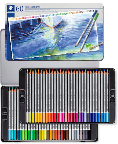 ESTUCHE DE METAL DE 60 LÁPICES DE COLORES STAEDTLER KARAT AQUARELL
