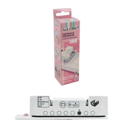 CARTUCHO PARA PERFORADORA Y ENCUADERNADORA MULTISISTEMA IBI CRAFT, 8 CIRCULOS x5,5mm A 9,50mm