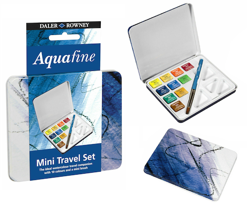 SET DE VIAJE DE ACUARELAS DALER ROWNEY AQUAFINE, 12 COLORES