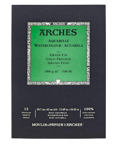 BLOC ARCHES AQUARELLE, 29,7x42CMS., 300GRS., 12H., GRANO FINO