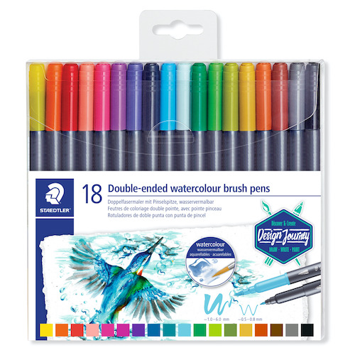 ESTUCHE C/18 MARCADORES STAEDTLER BRUSH DOBLE PUNTA - ACUARELABLES
