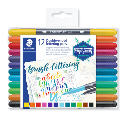 ESTUCHE C/12 MARCADORES STAEDTLER BRUSH DOBLE PUNTA - P/LETTERING