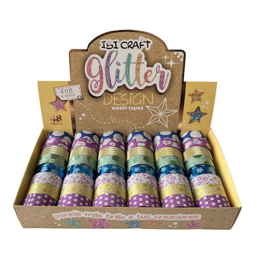WASHI TAPE IBI CRAFT, 15MMx4MTS., CAJA EXH. x 48 UN., 8 COL. 