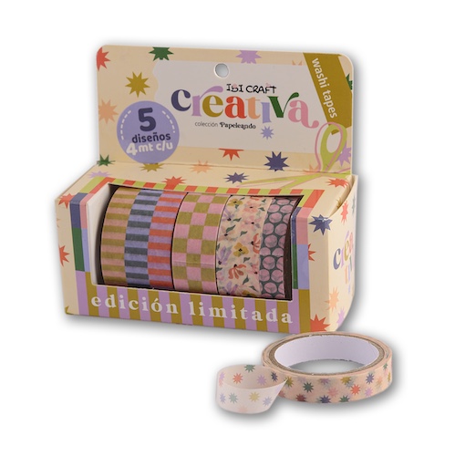 WASHI TAPE IBI CRAFT, 8/15/25MMx4MTS., PACK x 5 UNIDADES, COLECCIÓN 