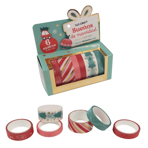 WASHI TAPE IBI CRAFT, 8/12/18MMx4MTS., PACK x 6 UNIDADES, COLECCIÓN 