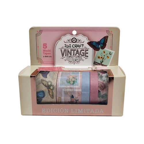 WASHI TAPE IBI CRAFT, 8/15/25MMx4MTS., PACK x 5 UNIDADES,COLEC. MUY CUCÚ - 