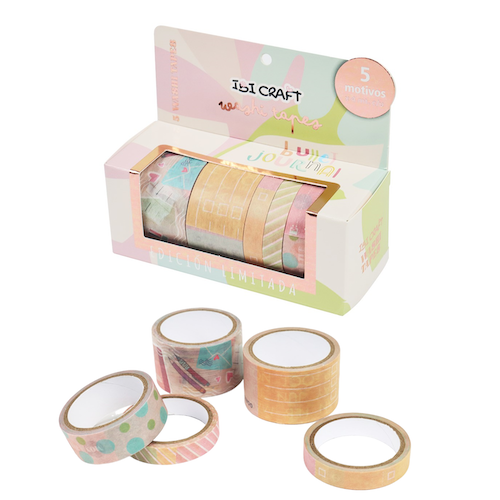 WASHI TAPE IBI CRAFT, 8/15/25MMx4MTS., PACK x 5 UNIDADES, SERIE 