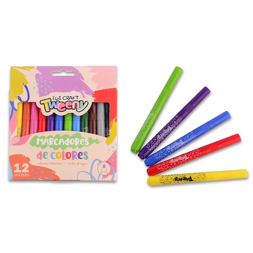CAJA CON 12 MARCADORES DE COLORES IBI CRAFT 