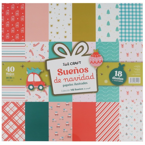 BLOC C/40 H. DE PAP. ILUSTRADOS IBI CRAFT, 30x30CMS, 180GRS, 18 DISEÑOS, COLEC.