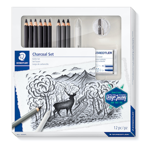 SET STAEDTLER LUMOGRAPH: 6 LÁPICES BLACK + 3 LÁPICES CARBONILLA, DIFUMINADOR, GOMA Y SACAPUNTAS