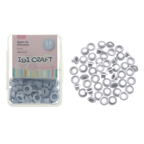 CAJA C/50 OJALILLOS METÁLICOS IBI CRAFT, DIAM. 4,5mm, BLANCOS