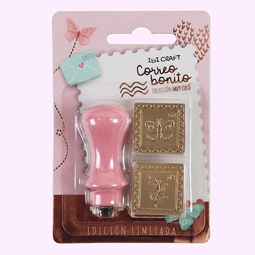 SELLO DE ESTAMPADO EN CERA, C/2 DISEÑOS: ESTAMPILLAS IBI CRAFT, CORREO BONITO - COLEC. 