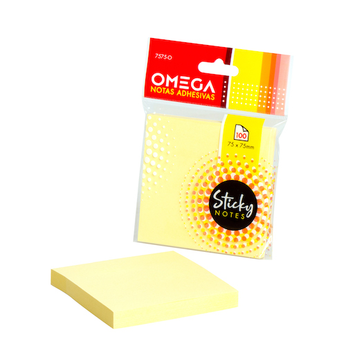 BLOC DE NOTAS AUTOADHESIVAS REMOVIBLES OMEGA 75 X 75 MM