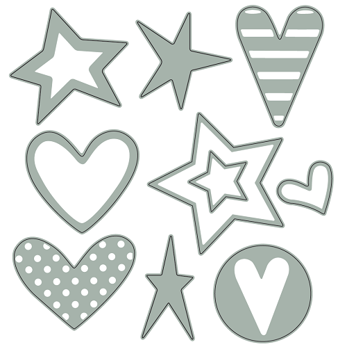 TROQUEL DE CORTE, FORMA ESTRELLAS&CORAZONES P/MÁQ. TROQUELADORA DE 6