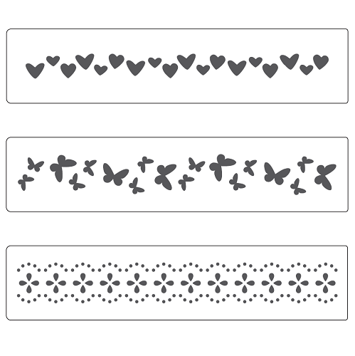 MATRIZ DE RELIEVE, TRAMA SET CORAZONES2+MARIPOSAS+CINTAS P/MÁQ. TROQUELADORA DE 3