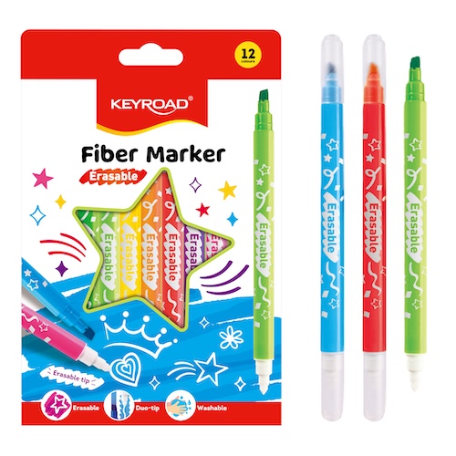 CAJA CON 12 MARCADORES BORRABLES KEYROAD DUO TIP