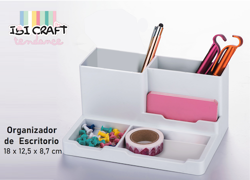 ORGANIZADOR PLÁSTICO DE ESCRITORIO IBI CRAFT TENDANCE, BLANCO
