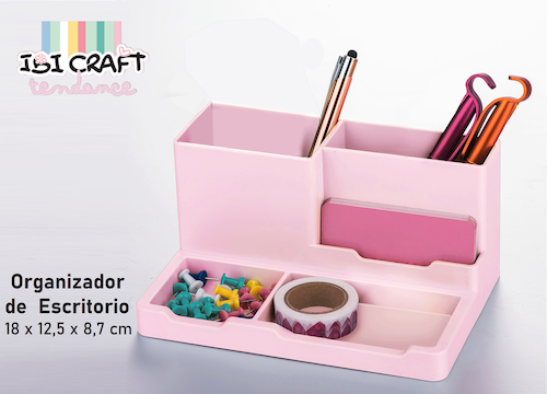 ORGANIZADOR PLÁSTICO DE ESCRITORIO IBI CRAFT TENDANCE, ROSADO
