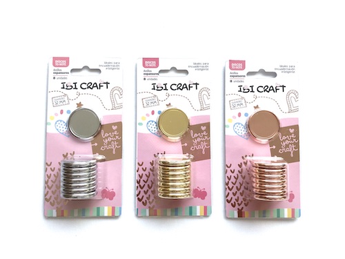 BLÍSTER C/8 ANILLOS DE ENCUADERNACIÓN EXPANDIBLE, 32mm, 140H.IBI CRAFT - CUERPO SÓLIDO,COLORES METAL