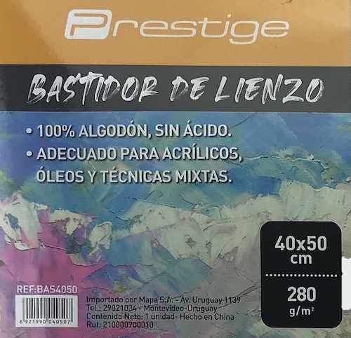 BASTIDOR LIENZO BLANCO PRESTIGE, 100% ALGODÓN, 280grs. LIBRE DE ÁCIDO, 40x50CMS