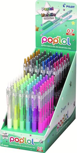 EXHIBIDOR C/72  BOLÍGRAFOS PILOT POP'LOL COLORES PASTEL Y METÁLICOS