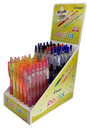 EXHIBIDOR C/72  BOLÍGRAFOS PILOT POP'LOL COLORES CLÁSICOS Y FLÚO