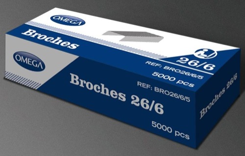 CAJÓN CON 500 CAJAS DE BROCHES OMEGA 26/6 DE 1000 UNIDADES