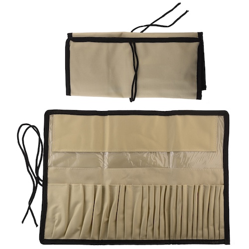 ESTUCHE ENROLLABLE PRESTIGE P/PINCELES CABO CORTO, CAP. 24 UNIDADES, LONA