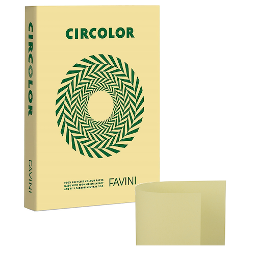 PAQ. DE 500 HOJAS DE PAPEL DE COLOR FAVINI CIRCOLOR, 80 GR., A4, CAMOMILE