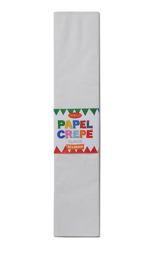 PAQUETE C/10 PLIEGOS DE PAPEL CREPÉ 50x200cm BLANCO-20