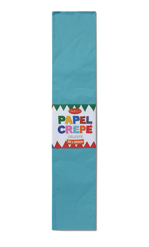PAQUETE C/10 PLIEGOS DE PAPEL CREPÉ OMEGA. 50x200cm CELESTE-23