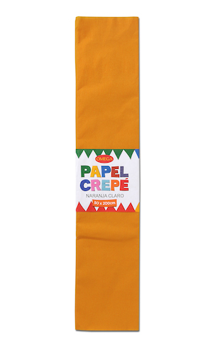 PAQUETE C/10 PLIEGOS DE PAPEL CREPÉ OMEGA. 50x200cm NARANJA CLARO-18