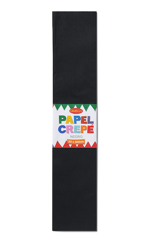 PAQUETE C/10 PLIEGOS DE PAPEL CREPÉ OMEGA.50x200cm. NEGRO-19