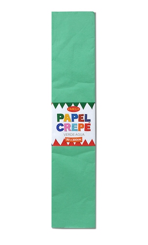 PAQUETE C/10 PLIEGOS DE PAPEL CREPÉ OMEGA. 50x200cm VERDE AGUA-22