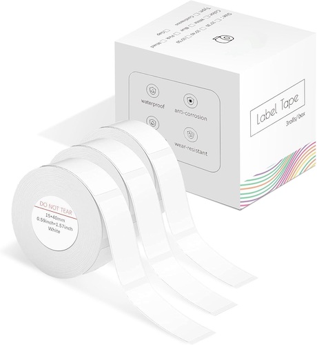 PACK C/3 ROLLOS DE 7,8MTS DE ETIQUETAS TÉRMICAS PIK DIK DE 15*40MM, BLANCAS