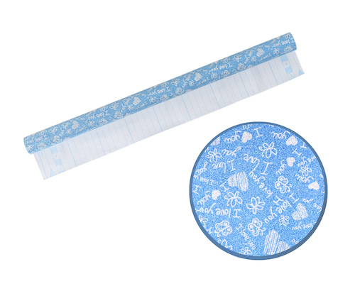 PAPEL AUTOADHESIVO OMEGA FANTASÍA C/BRILLANTINA. 45 CM X 1 MTS. FJ050