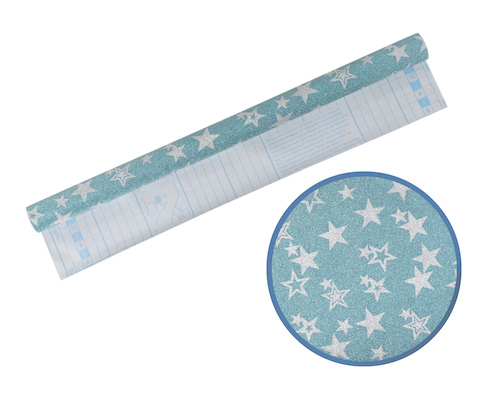 PAPEL AUTOADHESIVO OMEGA FANTASÍA C/BRILLANTINA. 45 CM X 1 MTS. FJ060
