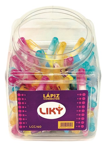 EXHIBIDOR CON 60 LÁPICES CORRECTORES LIKY 3 ml
