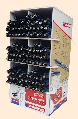 EXHIBIDOR CON 120 MARCADORES PARA DIBUJO EDDING 1880 DRAWLINER