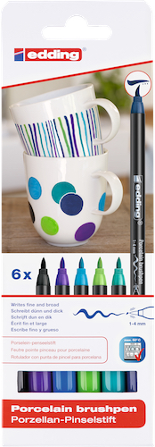 CAJA CON 6 MARCADORES EDDING PARA PORCELANA. COLORES FRÍOS