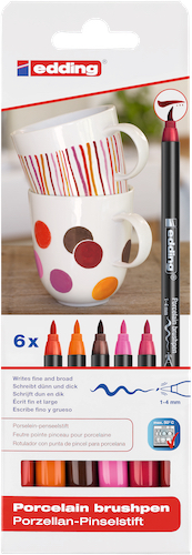 CAJA CON 6 MARCADORES EDDING PARA PORCELANA. COLORES CÁLIDOS