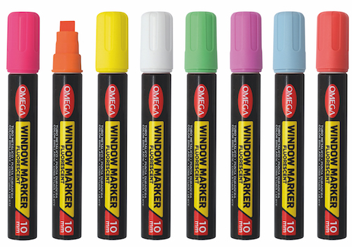 MARCADOR DE VIDRIO/PIZARRA OMEGA PUNTA BISELADA 10 mm