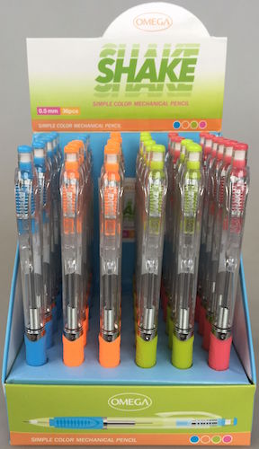 EXHIBIDOR CON 36 PORTAMINAS OMEGA SHAKE 0.5 mm