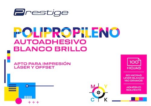 PAQ. 100H. POLIPROPILENO AUTOADH. BRILLO PRESTIGE, 70x100cm, 60mic., LINER 160g