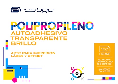 PAQ. 100H. POLIPROPILENO AUTOADH. TRANSPARENTE PRESTIGE, 70x100cm, 50mic., LINER 160g