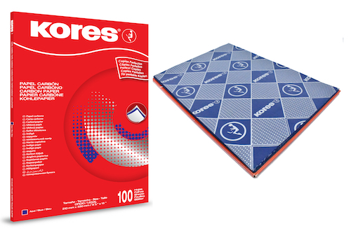 PAPEL CARBONICO KORES COPYNET AZUL OFICIO. CAJA C/100 HOJAS