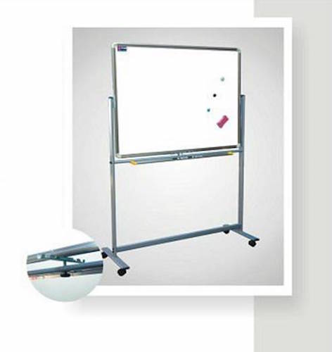 PIZARRA BLANCA MAGNÉTICA, DOBLE CARA CON SOPORTE DE METAL, 90x120cm