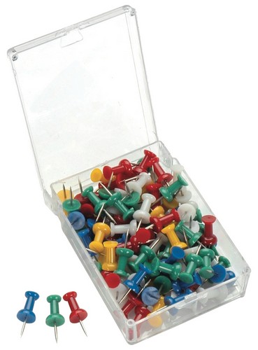 PINS DE COLORES, CAJA DE 100 UNIDADES